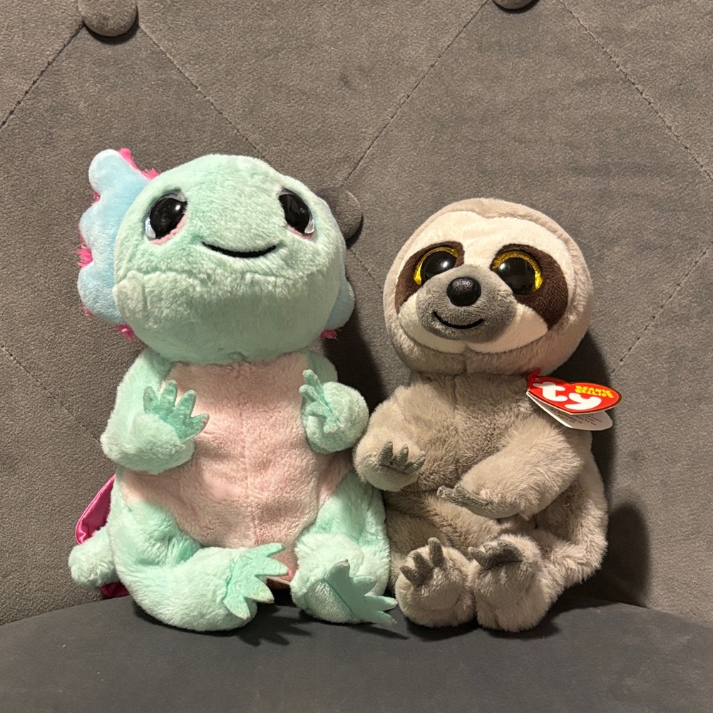 Ty Plush Axolotl & Sloth Duo Bundle - Picture 1 of 8